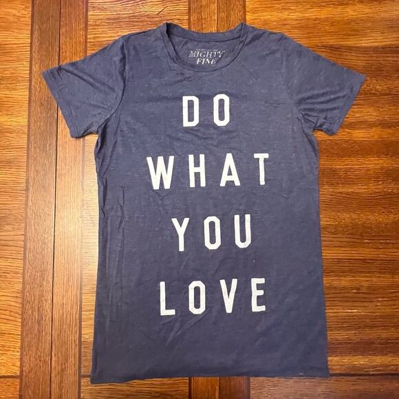 Do What You Love Love What You Do Short Sleeve Shirt Crew Neck Top XS Blue White - Picture 5 of 7